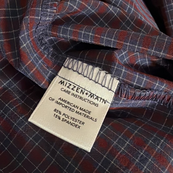 Mizzen+Main Gingham Leeward Collection Trim Fit Mens Long Sleeve Shirt Large - Picture 8 of 8